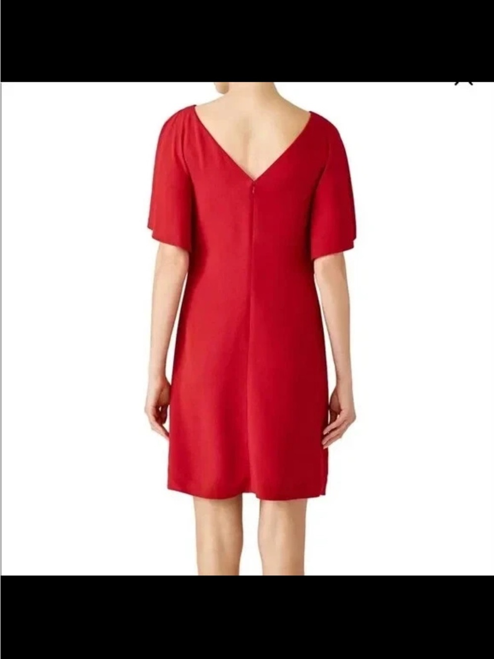 Theory Andzelika Rosina Crepe Red Flutter-Sleeve Mini Dress size 0 - Picture 15 of 16